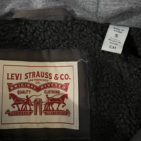 Levi Strauss Brown Sherpa Lined Hooded Trucker Jacket Size Small - Picture 4 of 7